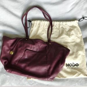 Hobo Shoulder Satchel Tote Maroon Leather